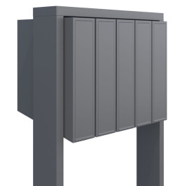 Flag postlåda med 5 fack inklusive stativ - grå