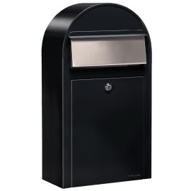 Brevlåda BOBI GRANDE S  - Svart RAL9005 med rostfri lucka