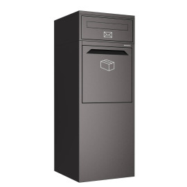 Bravios Lunaro paketpostlåda svart RAL9005 – baklucka och separata fack